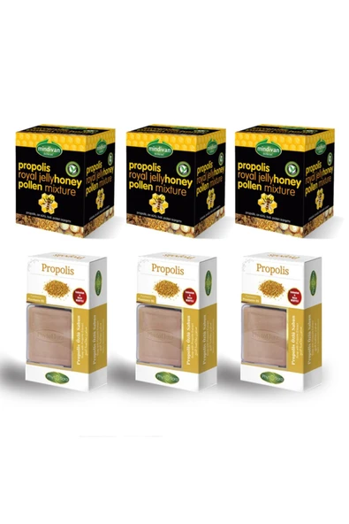 Mindivan Propolis Arı Sütü Bal Polen Ve Propolis Sabun X 3 Adet ürün görseli 1