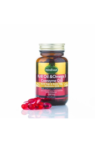 Mindivan Krill Oil & Omega 3 1330 Mg Balık Yağı 60 Softjel & Coenzyme Q10 ürün görseli 1