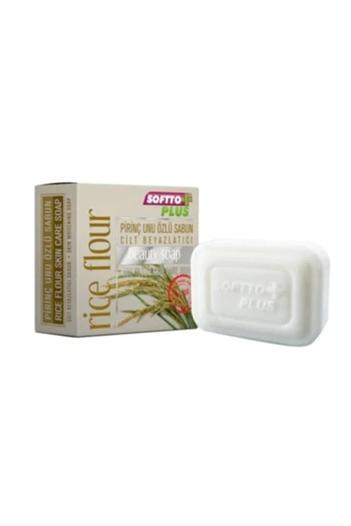 Softo Plus Cilt Beyazlatıcı Pirinç Unu Özlü Sabun, Bitkisel Sabun, 100 Gram ürün görseli 1