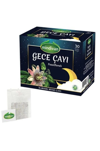 Mindivan Gece Çayı Pasiffloralı Karışık Bitki Çayı 30 Lu Süzen Poşet ürün görseli 1