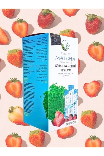 aleyna baharat Curalive Matcha Detox. Matcha Çilek Spirulina Yeşilçay Bromelain 20 PİECES ürün görseli 1