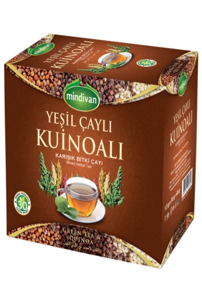 Mindivan Yeşil Çaylı Kinoalı Karışık Bitki Çayı 30 Lu Süzen Poşet ürün görseli 1