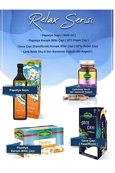 Mindivan Relax Seri Papatya Suyu Ve Çayı, Passiflora Kapsül, Gece Çayı ürün görseli 1