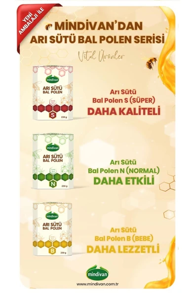 Mindivan Arı Sütü Bal Polen (süper) 230 G - Resim 3