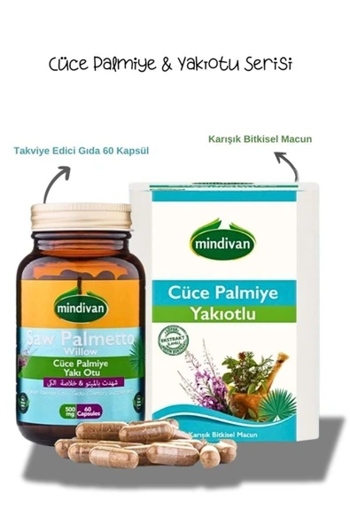 Mindivan Cüce Palmiye Yakı Otu Ekstresi 60 Kapsül+Yakı Otlu Cüce Palmiyeli Macun ürün görseli 1