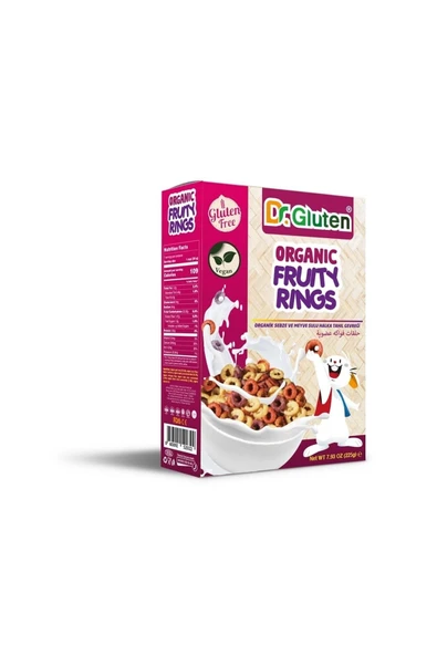 Dr.Gluten Dr. Gluten Organik Glutensiz Sebze Ve Meyve Sulu Halka Tahıl Gevreği 225 G ürün görseli 1