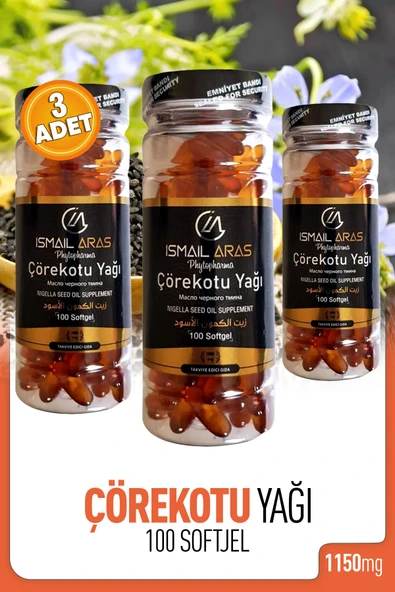 İsmail Aras Çörekotu Yağı Softjel 100 Kapsül 3 Adet ürün görseli 1