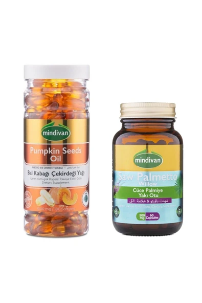 Mindivan Bal Kabağı Çekirdeği Yağı Soft Jel + Saw Palmetto Kapsül ProstaSet ürün görseli 1