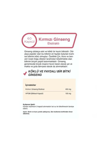 Zühre Mindivan Kırmızı Ginseng Extractı 60 Kapsül - Resim 3