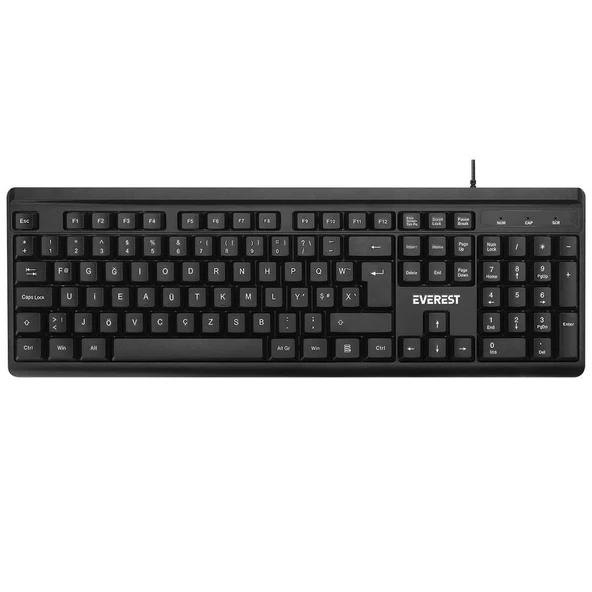 Everest KB-741F Siyah-Gri USB 2 Metre Bakır Kablolu Tamamen Türkçe F Klavye ürün görseli 1
