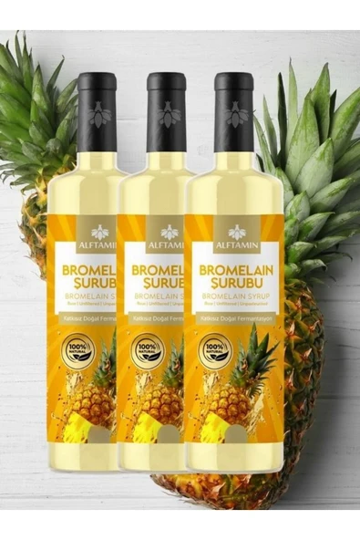 AFTAMİN Bromelain Ananas Içeren Detox Şurubu Bromelain Detox L-carnitin Içeren Detox Şurubu 3 Adet ürün görseli 1