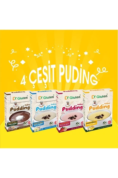 Dr.Gluten Pudingler (muz-çilek-kakao-vanilya) ürün görseli 1