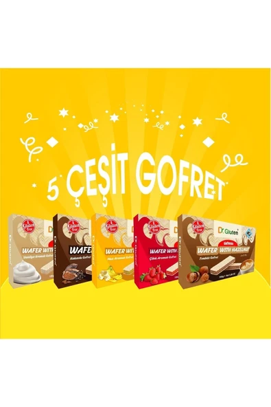 Dr.Gluten Gofretler Mix (muz-çilek-fındık-vanilya-kakao) ürün görseli 1