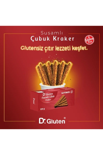 Dr.Gluten Glutensiz Susamlı Çubuk Kraker 120 Gr ürün görseli 1