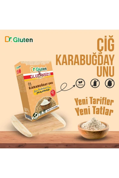 Dr.Gluten Glutensiz Çiğ Karabuğday Unu Raw Buckwheat Flour 500 g Vegan ürün görseli 1