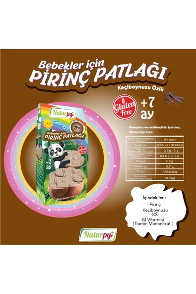 Naturpy Glutensiz Bebekler İçin Pirinç Patlağı 50 g Keçiboynuzu Özlü ürün görseli 1