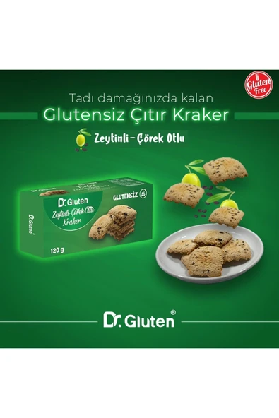 Dr.Gluten Glutensiz Kraker Zeytinli Çörekotlu Kraker 120 G ürün görseli 1