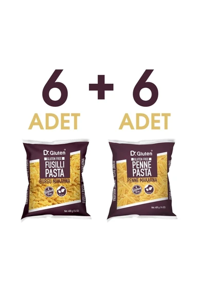 Dr.Gluten Glutensiz Burgu & Boru Makarna 12' Li Set (FUSİLLİ & PENNE) 400 gr X 6 6 Adet ürün görseli 1