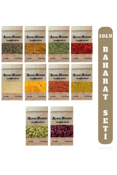 Aleyna Bitkisel Baharat Seti Mega 10lu Karabiber,nane,sumak,zencefil,tozbiber ürün görseli 1