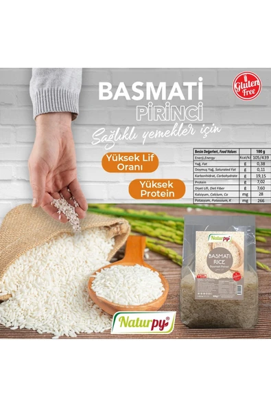Naturpy BASMATİ PİRİNÇ ( GLUTENSİZ ) 500 G ürün görseli 1