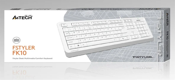 A4 Tech Fk10 Q Usb Fsytyler Beyaz Tr Fn-Mmedya Klavye ürün görseli 1