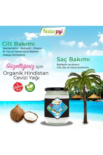 Naturpy Organik Coconut Oil-Hindistan Cevizi Yağı 350 ML ürün görseli 1