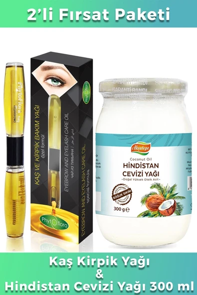 Phytoflora Soğuk Sıkım Doğal Hindistan Cevizi Yağı 300ml Ve Kaş Kirpik Bakım Yağı 10+10ml ürün görseli 1
