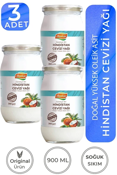 akçatepe 3 Adet Soğuk Sıkım Katı Hindistan Cevizi Yağı ürün görseli 1
