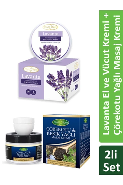 Phytoflora Çörekotu Yağlı & Kekik Yağlı Masaj Kremi + Lavanta Nemlendirici El Ve Yüz Kremi ürün görseli 1