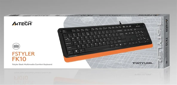 A4 Tech Fk10 Q Usb Fsytyler Turuncu Tr Fn-Mmedya Klavye ürün görseli 1