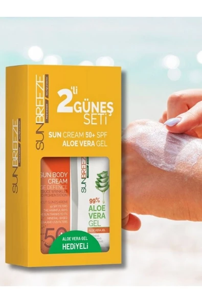 SUN BREEZE Güneş Kremi Sun Body Cream Aloe Vera Gel Hediyeli ürün görseli 1