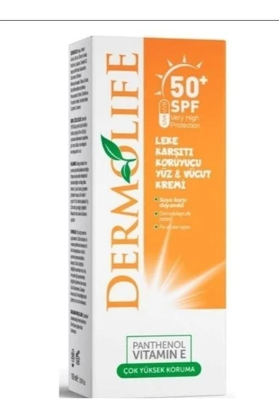 Dermolife 2 Adet Leke Karşıtı Yüz Ve Vücut Gunes Kremi 50 Spf Suya Dayanıklı Panthenol Vitamin E ürün görseli 1