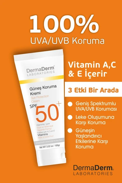 DermaDerm Bitkisel Güneş Kremi Spf 50 Faktör 100 gr - Resim 4