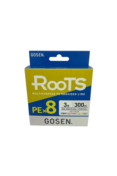 Gosen X8 Roots PE 8 Örgü Spin İp Misina 3.0 300mt Multi Color 0,312 mm ürün görseli 1