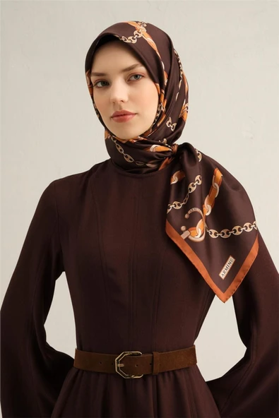 Desenli Ipek Sura Eşarp 9346- 35 - Resim 2