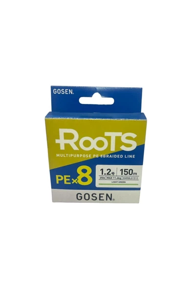 Gosen X8 Roots PE 8 Örgü Spin İp Misina 1.2 150mt A.Yeşil 0.187 mm ürün görseli 1
