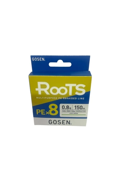 Gosen X8 Roots PE 8 Örgü Spin İp Misina 0.8 150mt A.Yeşil 0.153 mm ürün görseli 1