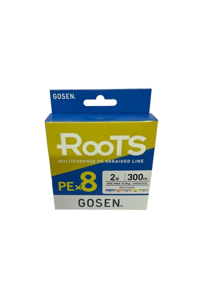 Gosen X8 Roots PE 8 Örgü Spin İp Misina 2.0 300mt Multi Color 0,242 mm ürün görseli 1