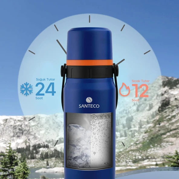 Schafer Santeco Çelik Termos 1200 ML Mavi - Resim 5