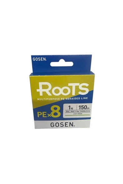 Gosen X8 Roots PE 8 Örgü Spin İp Misina 1.0 150mt A.Yeşil 0.171 mm ürün görseli 1