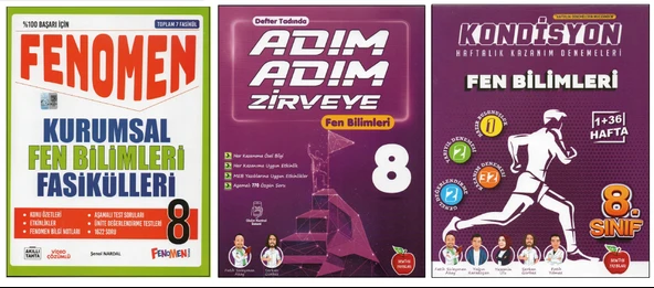 FENOMEN 8.SINIF KURUMSAL FASİKÜLLERİ+NEWTON ADIM ADIM+KONDİSYON FEN BİLİMLERİ (3 KİTAP) ürün görseli 1