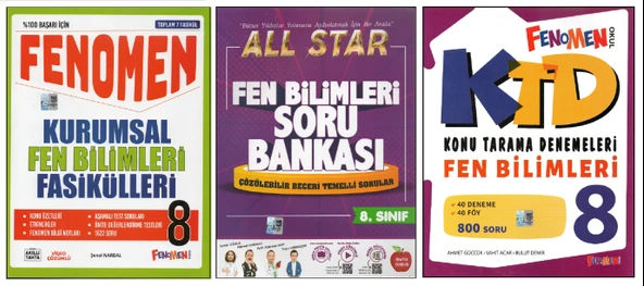 FENOMEN 8.SINIF KURUMSAL FASİKÜLLERİ+NEWTON ALL STAR+FENOMEN KTD FEN BİLİMLERİ (3 KİTAP) ürün görseli 1