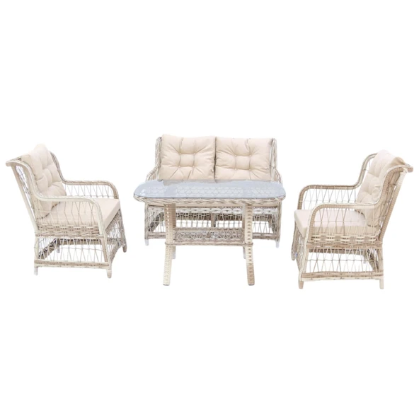 LaVida Bahçe Oturma Takımı | Rattan 2+1+1 ve Sehpa ürün görseli 1