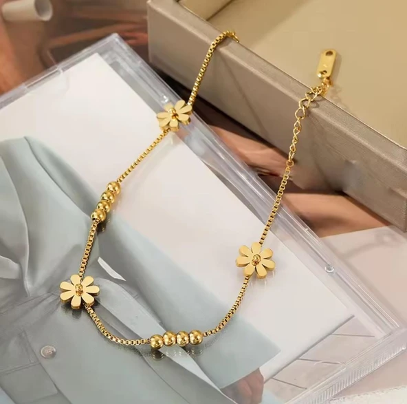 Çiçek Gold Çelik Bileklik Sns098 - Resim 3