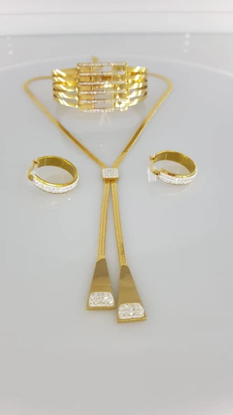 Kraliçe Gold Çelik Takı Seti 350 - Resim 2