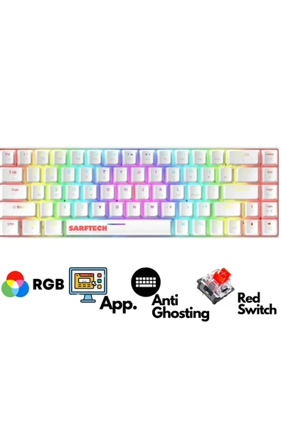 ATAsoft T60 Beyaz Red Kırmızı Switch Klavye Kablolu Gaming Driverli Oyuncu Klavyesi T60 Mini Q Klavye ürün görseli 1