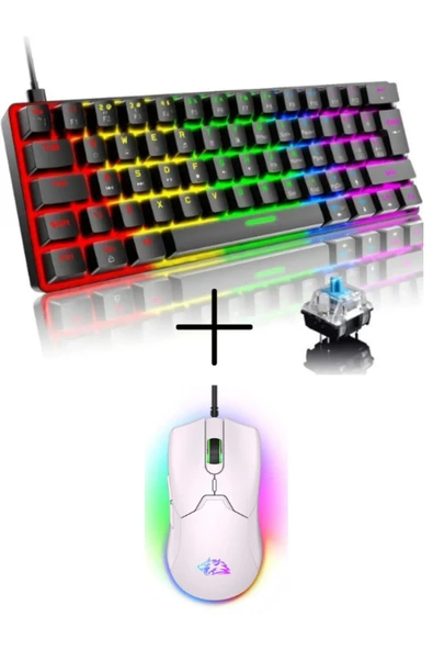 ATAsoft ELEKTRONİK Since 2021 T60 Rgb Mekanik Siyah Klavye Mouse Kablolu Gaming Driverli Oyuncu Mini Klavye ürün görseli 1