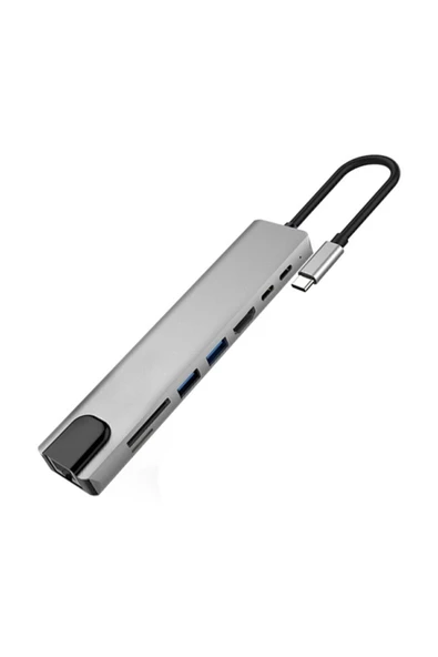 Santa Maria Jewels 8 In 1 Ethernet Sd Usb Type C Hub Hdmı Girişli Macbook Çevirici ürün görseli 1