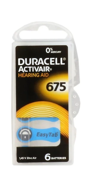 Duracell 675 Numara Düğme Kulaklık Pili İşitme Cihazı İçin 6'lı Paket ürün görseli 1
