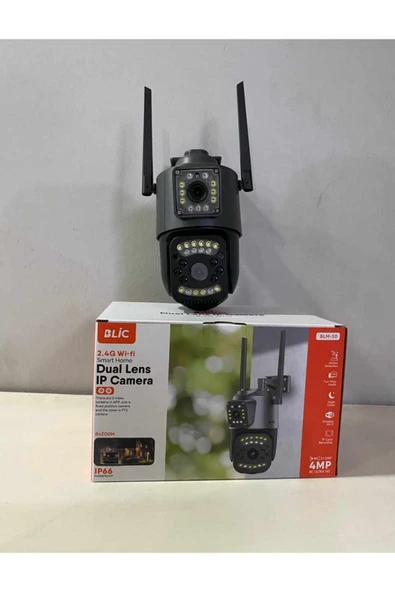 ATAsoft Gece Görüşlü 2.4G Wifi Bağlantılı SD Kartlı 2+2 MP +4K Ultra HD Çift Lensli IP Kamera ürün görseli 1